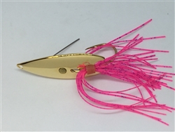 <b>1/2 oz. Gold Gator Weedless Spoon - Pink Skirt Trailer.</b>